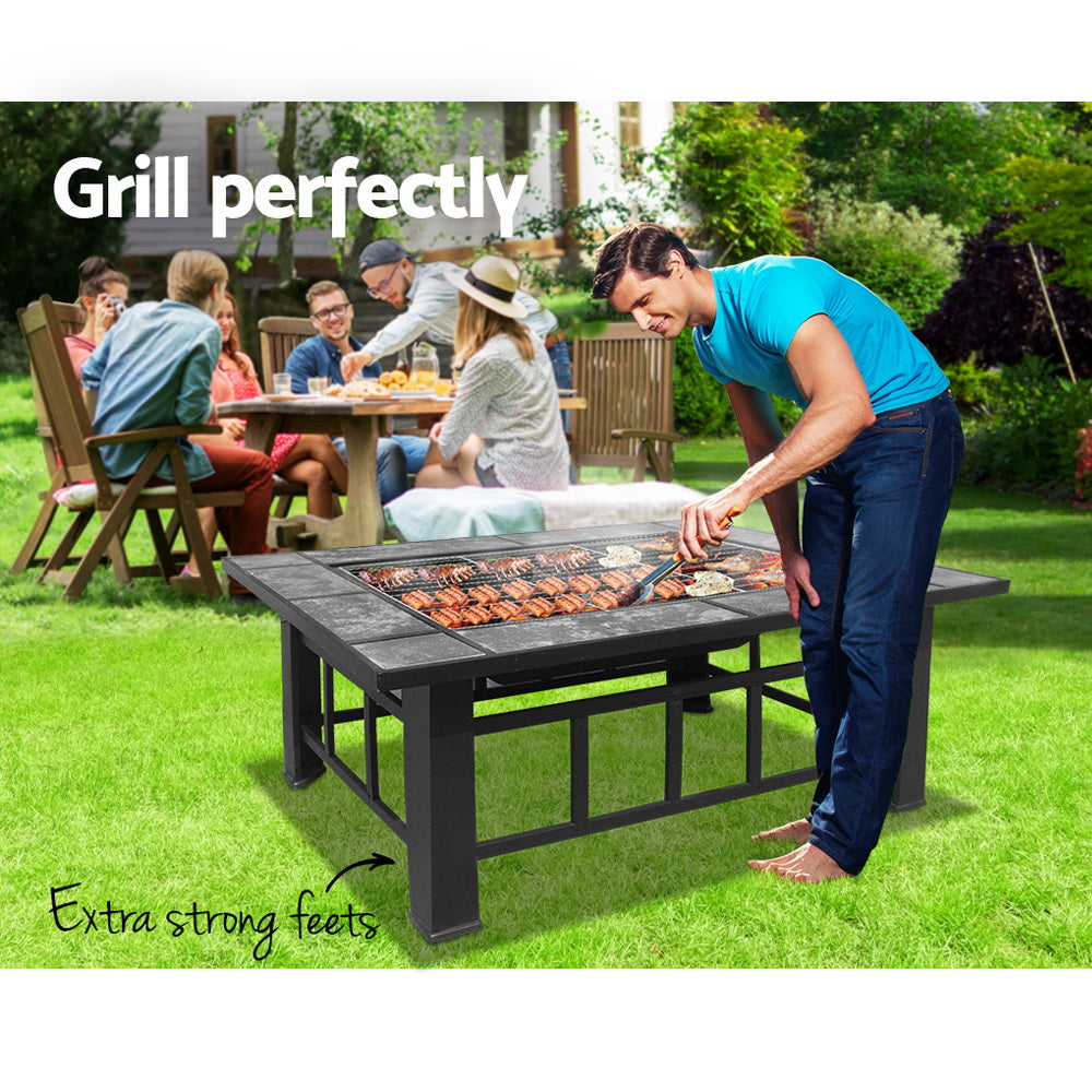 Fire Pit BBQ Grill Stove Table Ice Pits Patio Fireplace Heater 3 IN 1-Home &amp; Garden &gt; Firepits-PEROZ Accessories