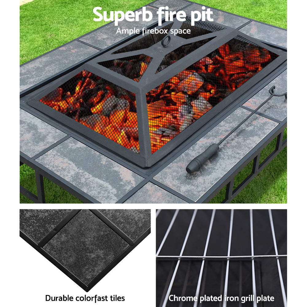 Fire Pit BBQ Grill Stove Table Ice Pits Patio Fireplace Heater 3 IN 1-Home &amp; Garden &gt; Firepits-PEROZ Accessories