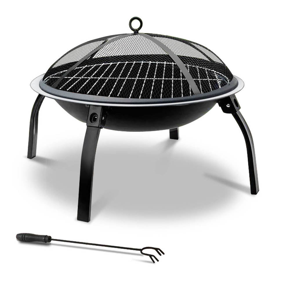 Fire Pit BBQ Charcoal Smoker Portable Outdoor Camping Pits Patio Fireplace 22&quot;-Home &amp; Garden &gt; Firepits-PEROZ Accessories