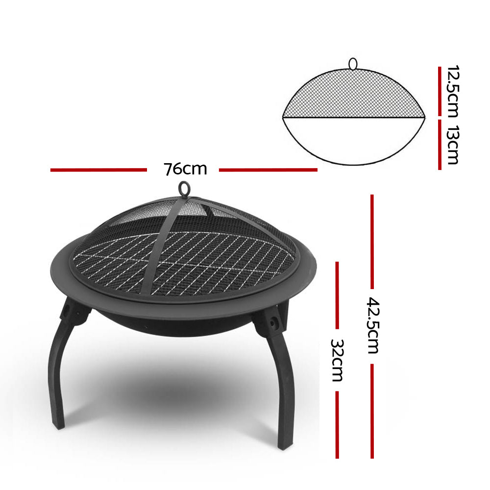 Fire Pit BBQ Charcoal Grill Smoker Portable Outdoor Camping Garden Pits 30&quot;-Home &amp; Garden &gt; Firepits-PEROZ Accessories