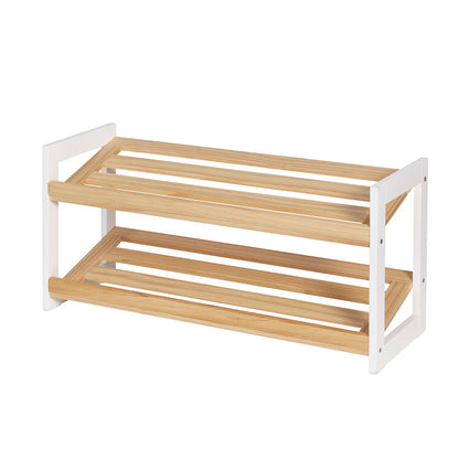 Artiss Shoe Rack Wooden Storage 2 Tier Tilted Shelves Stand Organizer Kara-Home &amp; Garden &gt; Storage-PEROZ Accessories