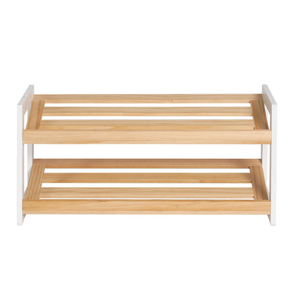 Artiss Shoe Rack Wooden Storage 2 Tier Tilted Shelves Stand Organizer Kara-Home &amp; Garden &gt; Storage-PEROZ Accessories