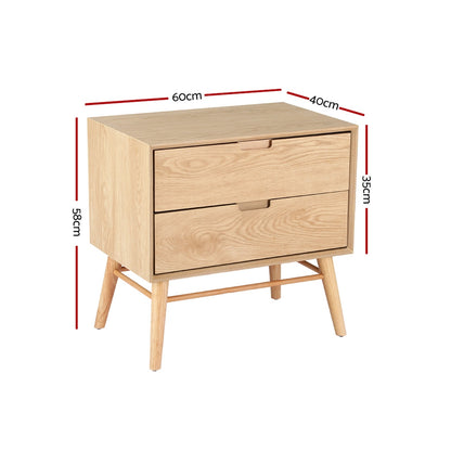 Artiss Bedside Table 2 Drawers Side End Table Nightstand Legs Bedroom Storage-Furniture &gt; Bedroom-PEROZ Accessories