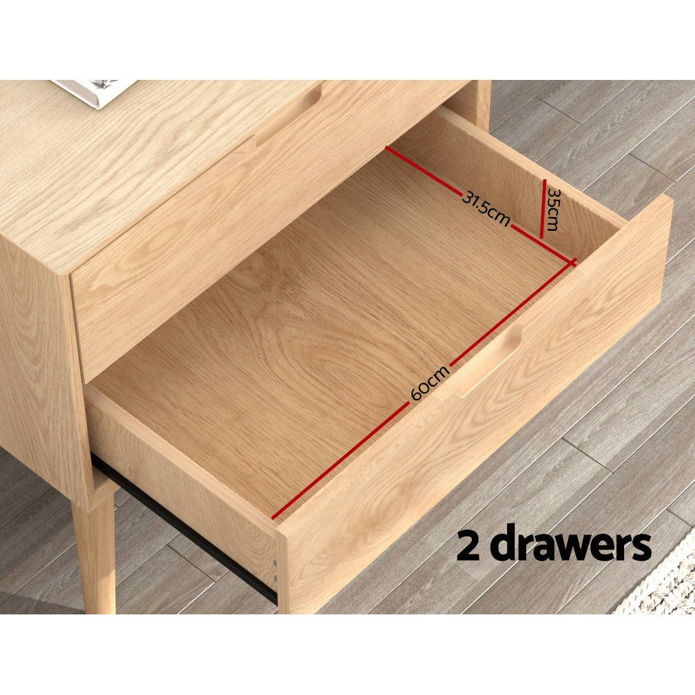 Artiss Bedside Table 2 Drawers Side End Table Nightstand Legs Bedroom Storage-Furniture &gt; Bedroom-PEROZ Accessories