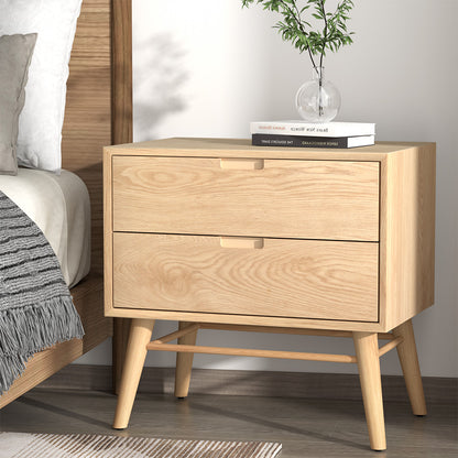 Artiss Bedside Table 2 Drawers Side End Table Nightstand Legs Bedroom Storage-Furniture &gt; Bedroom-PEROZ Accessories