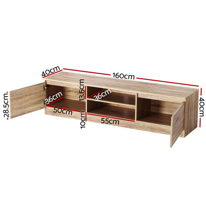 Artiss 160CM TV Stand Entertainment Unit Lowline Storage Cabinet Wooden-Entertainment Units - Peroz Australia - Image - 2