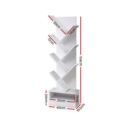 Artiss Display Shelf 7-Shelf Tree Bookshelf Book Storage Rack Bookcase White-Bookcases &amp; Shelves - Peroz Australia - Image - 2