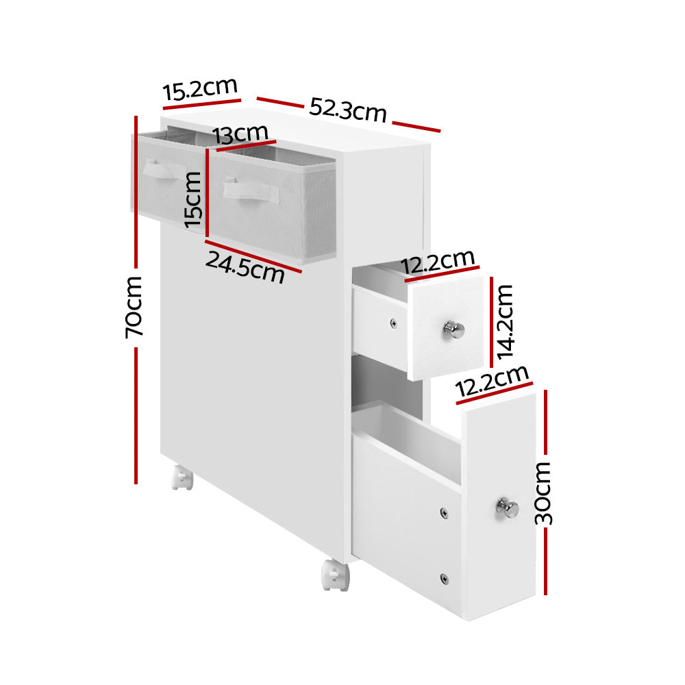 Artiss Bathroom Cabinet Toilet Storage Caddy Holder w/ Wheels-Furniture &gt; Bathroom - Peroz Australia - Image - 2