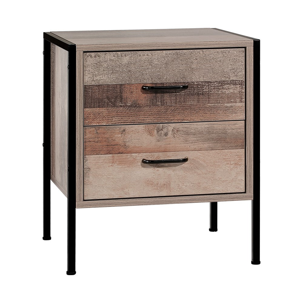 Artiss Bedside Table Drawers Nightstand Metal Oak-Furniture &gt; Bedroom - Peroz Australia - Image - 2