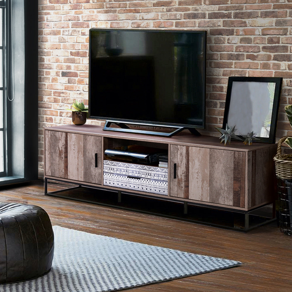 Artiss TV Cabinet Entertainment Unit Stand Storage Wooden Industrial Rustic 180cm-Entertainment Units - Peroz Australia - Image - 8