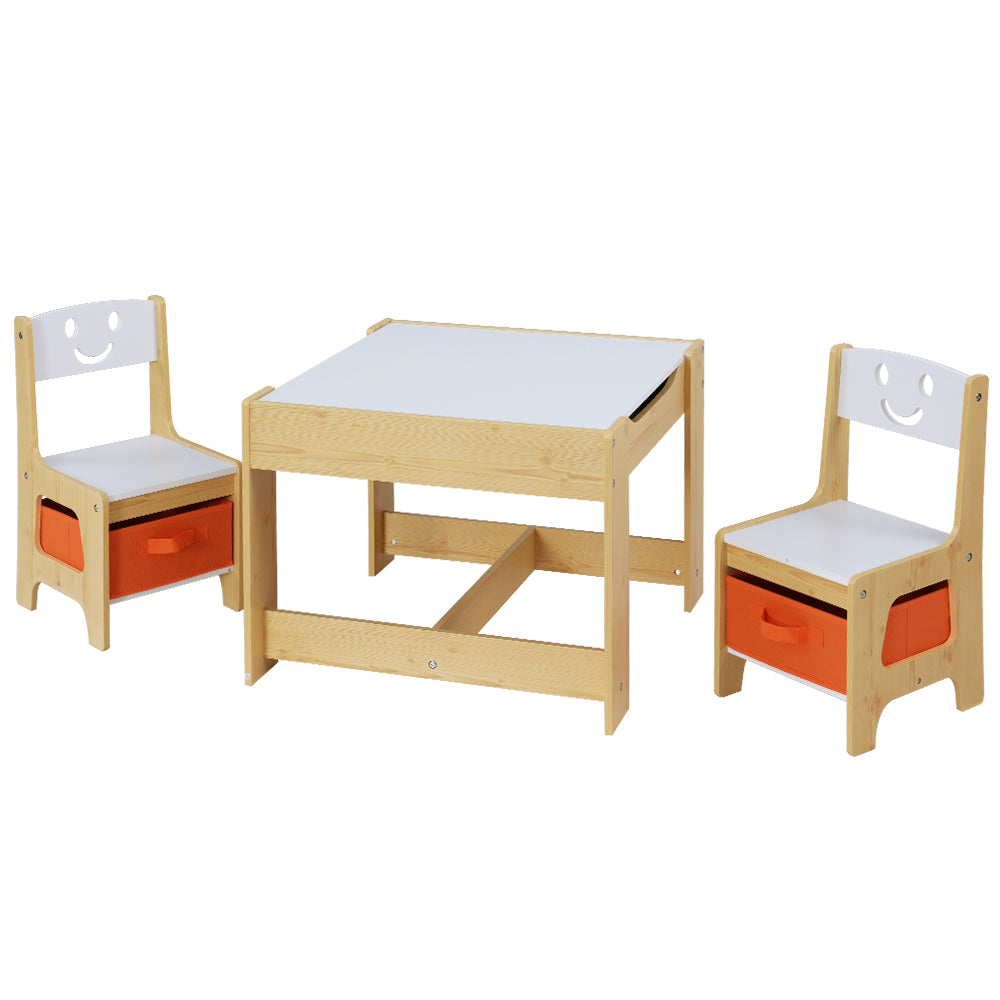 Keezi 3PCS Kids Table and Chairs Set Activity Chalkboard Toys Storage Box Desk-Baby &amp; Kids &gt; Kid&