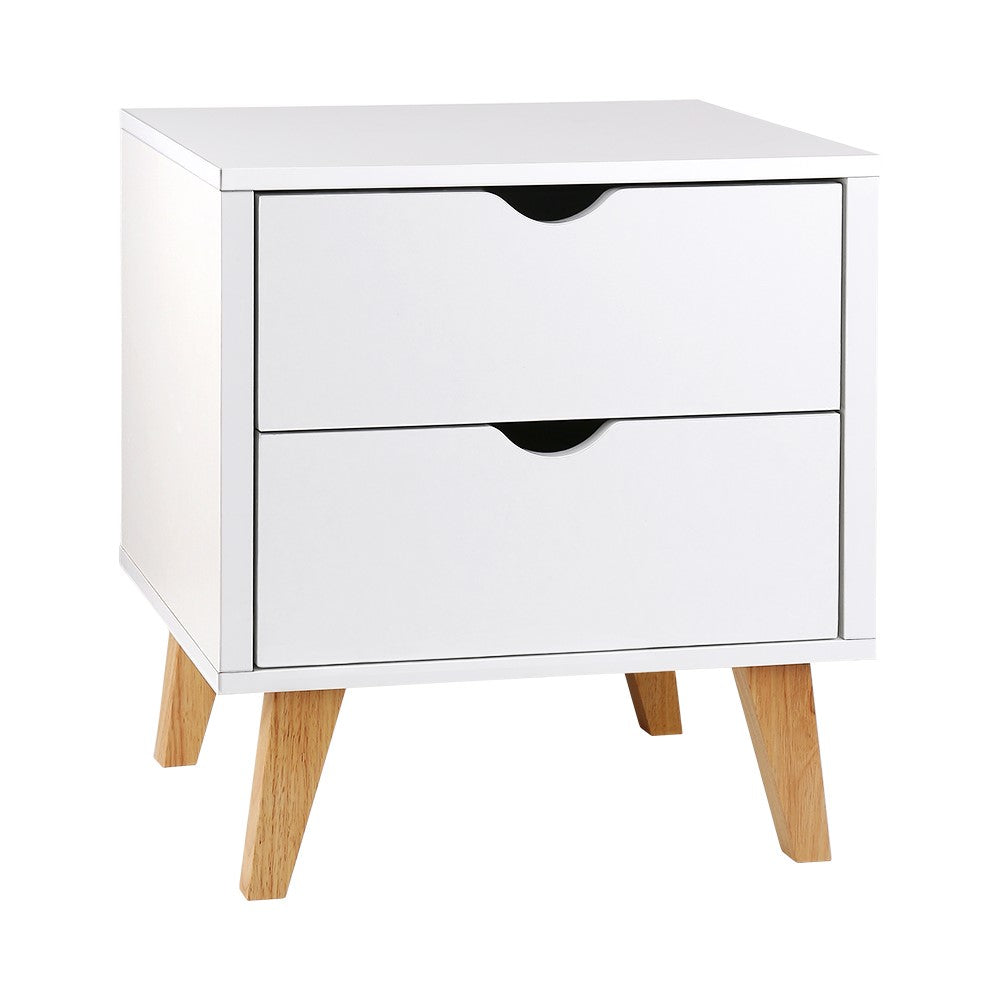 Artiss 2 Drawer Wooden Bedside Tables - White-Furniture &gt; Bedroom - Peroz Australia - Image - 2