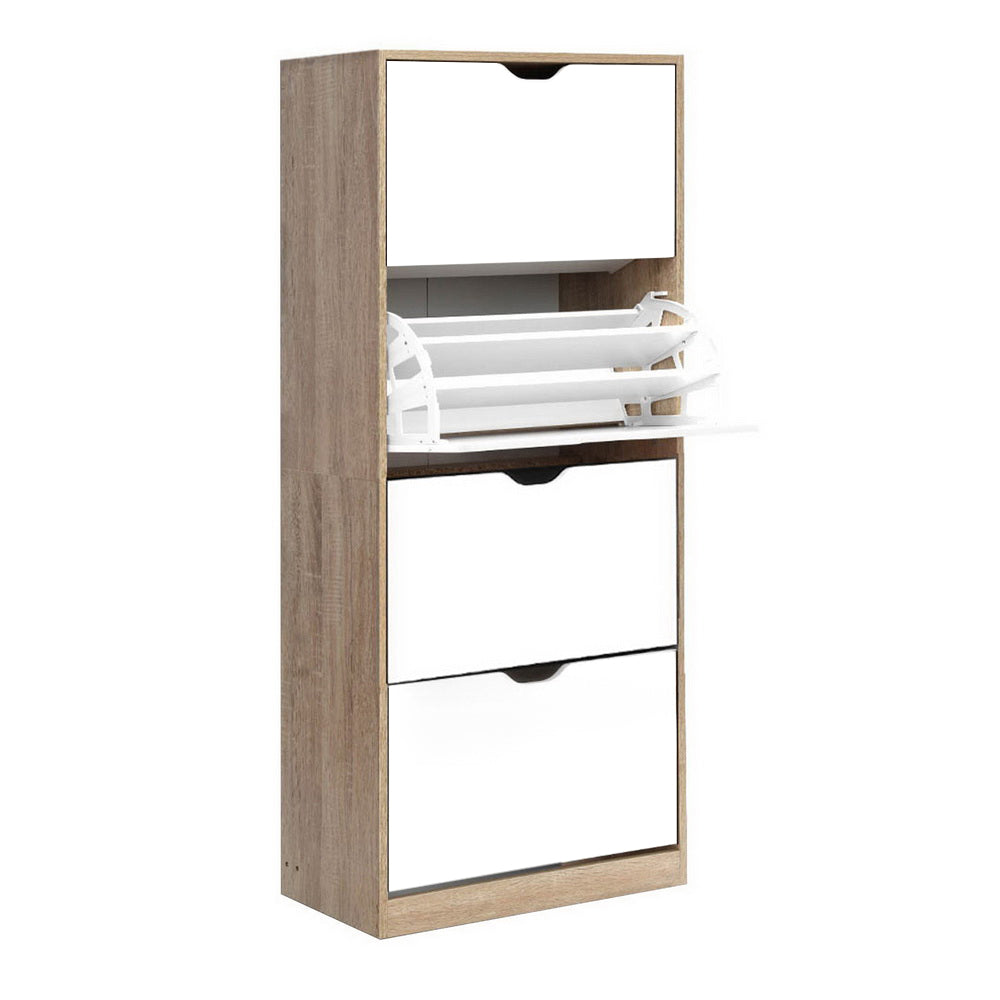 Artiss 48 Pairs Shoe Cabinet Rack Organiser Storage Shelf Wooden-Furniture &gt; Living Room - Peroz Australia - Image - 2