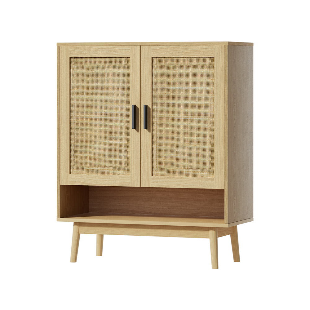 Artiss Shoe Cabinet Rattan Shoes Storage Rack Organiser Wooden Cupboard Shelf-Furniture &gt; Living Room - Peroz Australia - Image - 1