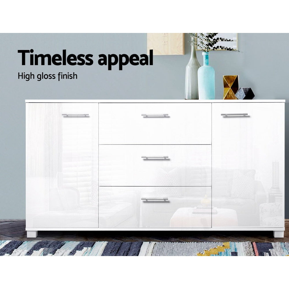 Artiss High Gloss Sideboard Storage Cabinet Cupboard - White-Furniture &gt; Living Room - Peroz Australia - Image - 5