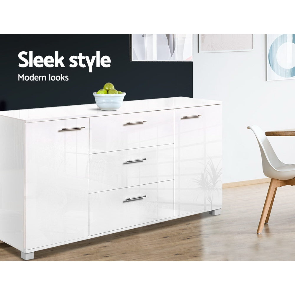 Artiss High Gloss Sideboard Storage Cabinet Cupboard - White-Furniture &gt; Living Room - Peroz Australia - Image - 6