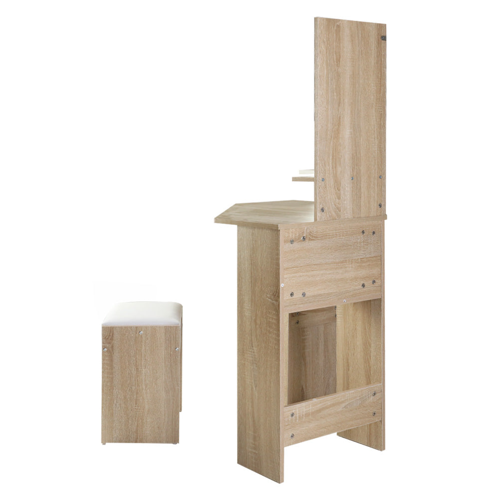 Artiss Corner Dressing Table Mirror Stool Set Makeup Vanity Desk Chair Oak-Furniture &gt; Bedroom - Peroz Australia - Image - 5