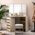 Artiss Corner Dressing Table Mirror Stool Set Makeup Vanity Desk Chair Oak-Furniture > Bedroom - Peroz Australia - Image - 1