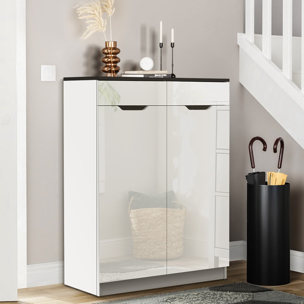 Artiss Shoe Cabinet Shoes Storage Rack High Gloss Organiser Cupboard White-Furniture &gt; Living Room - Peroz Australia - Image - 8