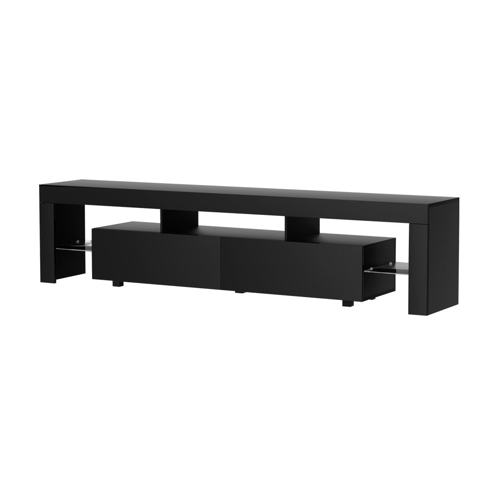 Artiss TV Cabinet Entertainment Unit Stand RGB LED Gloss Furniture 200cm Black-Furniture &gt; Living Room-PEROZ Accessories