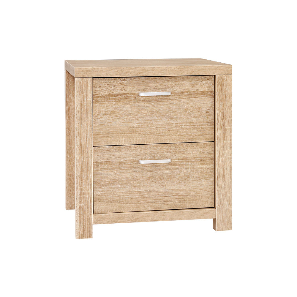 Artiss Bedside Table Lamp Side Tables Drawers Nightstand Unit Beige Wood-Furniture &gt; Bedroom - Peroz Australia - Image - 2