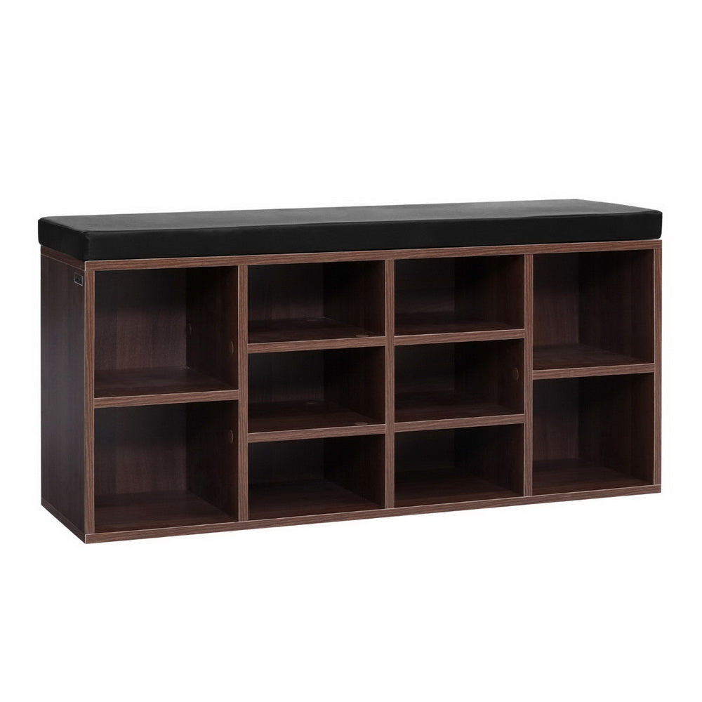 Artiss Shoe Cabinet Bench Shoes Storage Rack Organiser Shelf Cupboard Box Walnut-Furniture &gt; Living Room - Peroz Australia - Image - 2