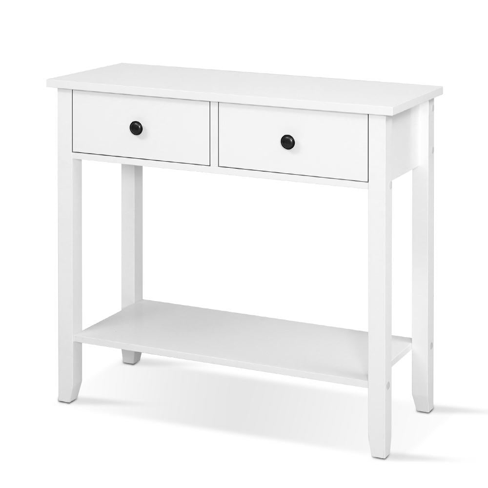 Hallway Console Table Hall Side Entry 2 Drawers Display White Desk Furniture-Furniture &gt; Living Room-PEROZ Accessories