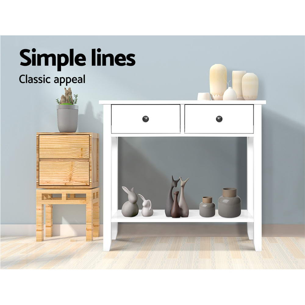 Hallway Console Table Hall Side Entry 2 Drawers Display White Desk Furniture-Furniture &gt; Living Room-PEROZ Accessories