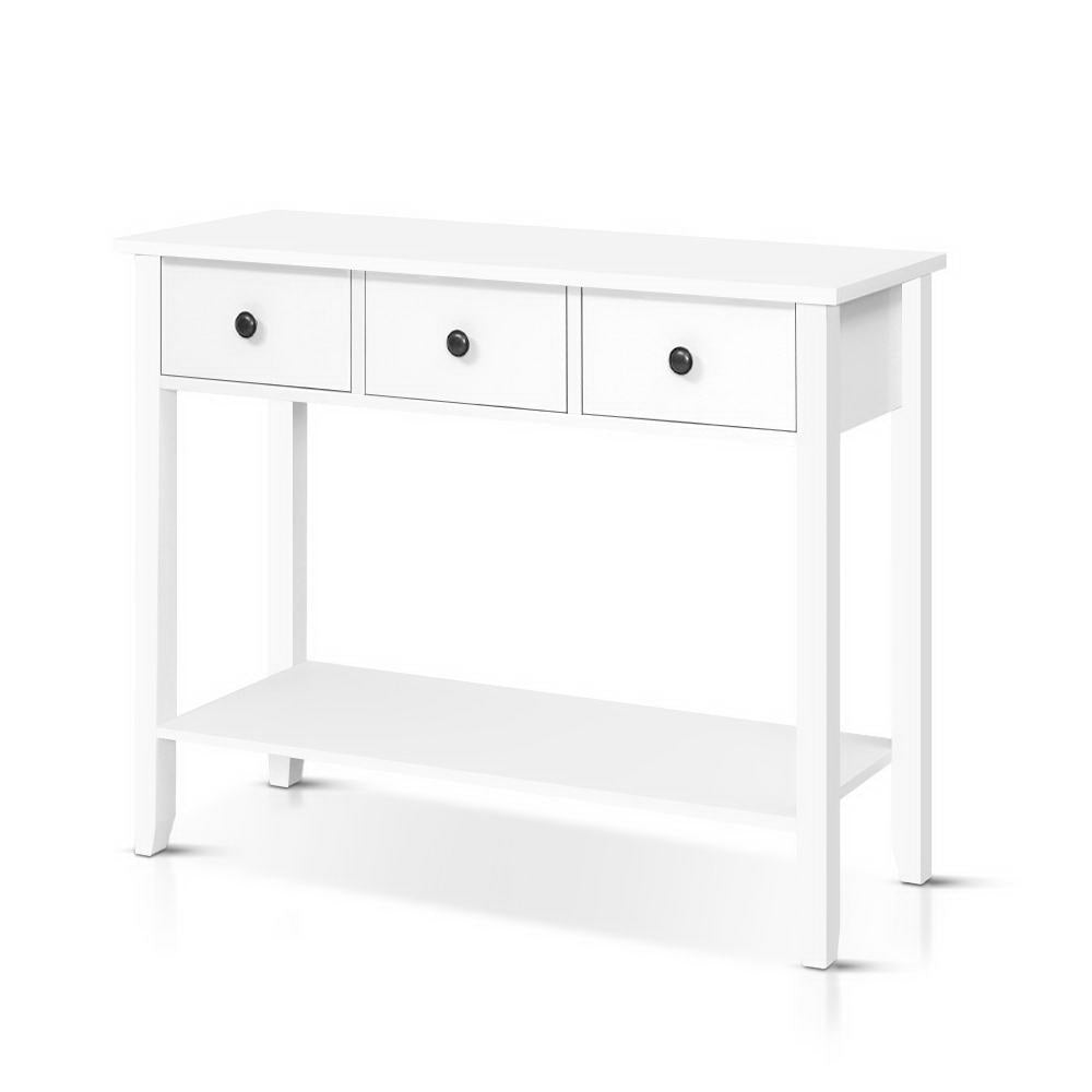 Hallway Console Table Hall Side Entry 3 Drawers Display White Desk Furniture-Furniture &gt; Living Room-PEROZ Accessories