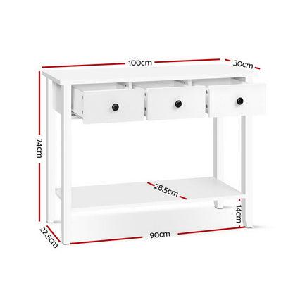 Hallway Console Table Hall Side Entry 3 Drawers Display White Desk Furniture-Furniture &gt; Living Room-PEROZ Accessories