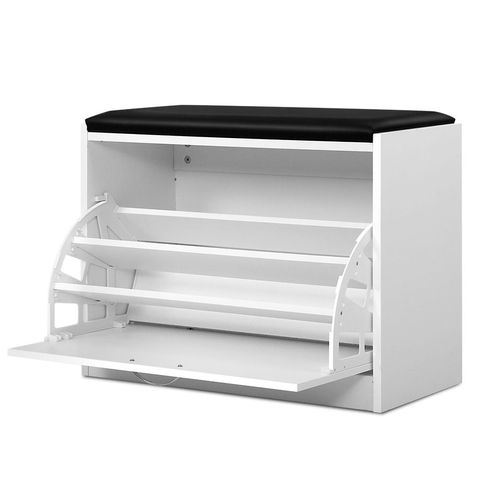 Artiss Shoe Cabinet Bench Shoes Storage Rack Organiser Drawer White 15 Pairs-Furniture &gt; Living Room - Peroz Australia - Image - 1