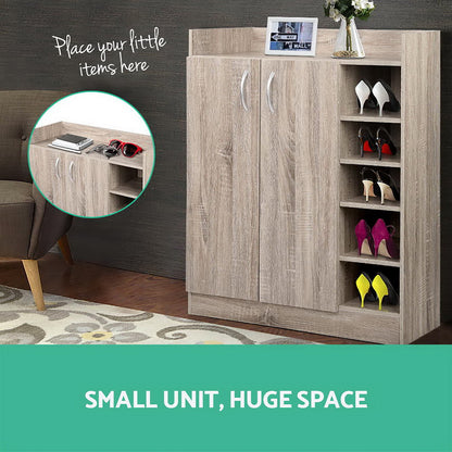 Artiss 2 Doors Shoe Cabinet Storage Cupboard - Wood-Home &amp; Garden &gt; Storage - Peroz Australia - Image - 7