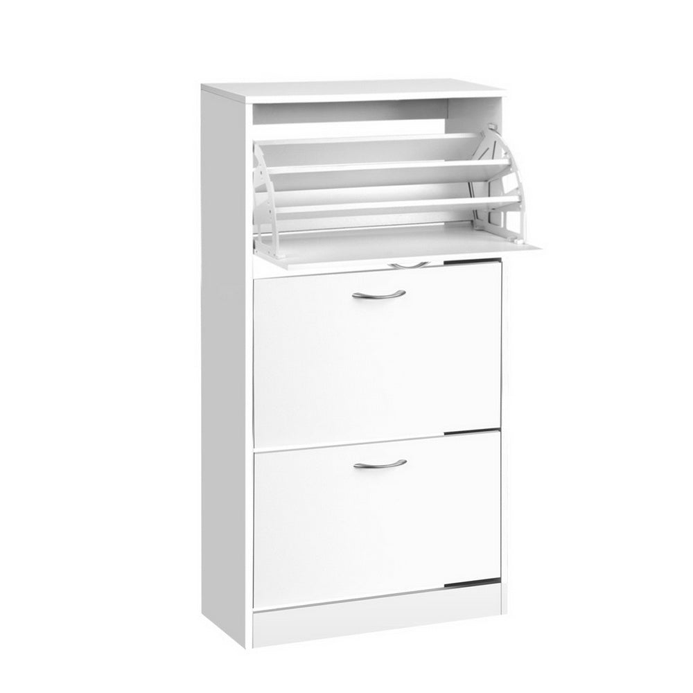 Artiss 3 Tier Shoe Cabinet - White-Home &amp; Garden &gt; Storage - Peroz Australia - Image - 2