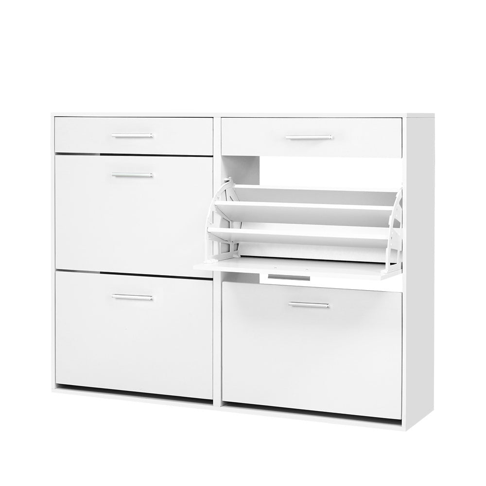 Artiss 36 Pairs Shoe Cabinet Rack Organisers Storage Shelf Drawer Cupboard White-Furniture &gt; Living Room - Peroz Australia - Image - 2