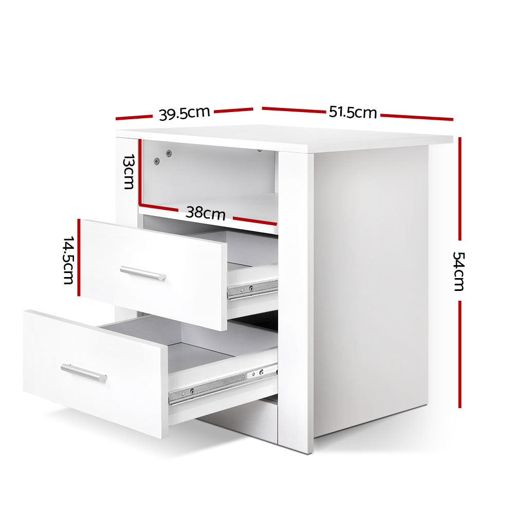 Artiss Bedside Tables Drawers Storage Cabinet Drawers Side Table White-Furniture &gt; Living Room - Peroz Australia - Image - 2