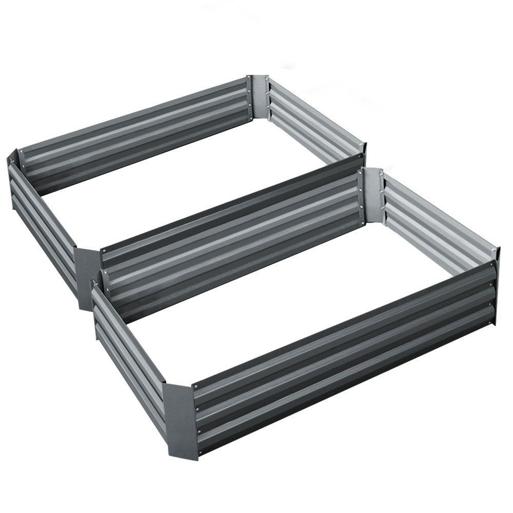 Greenfingers Garden Bed 2PCS 120X90X30CM Galvanised Steel Raised Planter-Home &amp; Garden &gt; Garden Beds-PEROZ Accessories