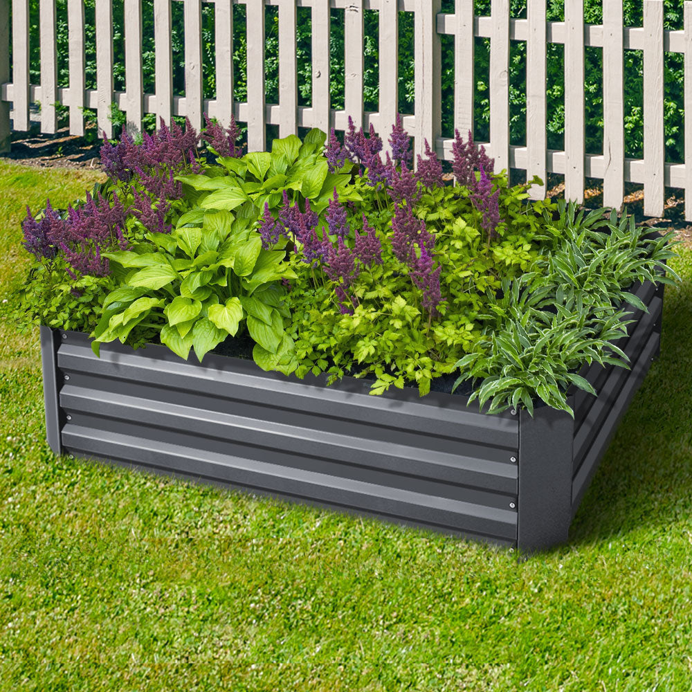 Greenfingers Garden Bed 2PCS 120X90X30CM Galvanised Steel Raised Planter-Home &amp; Garden &gt; Garden Beds-PEROZ Accessories