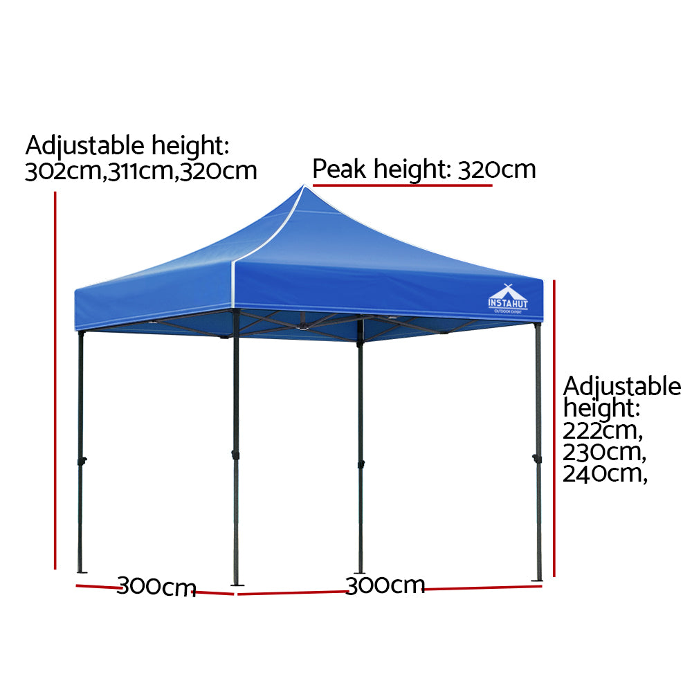 Instahut Gazebo Pop Up Marquee 3x3 Outdoor Wedding Gazebos Base Pod Kit Blue-Home &amp; Garden &gt; Shading-PEROZ Accessories