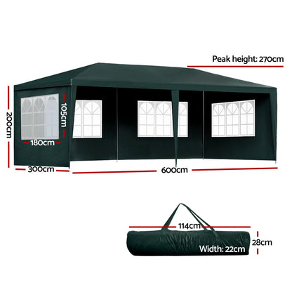 Instahut Gazebo 3x6 Outdoor Marquee Gazebos Wedding Party Camping Tent 4 Wall Panels-Home &amp; Garden &gt; Shading-PEROZ Accessories