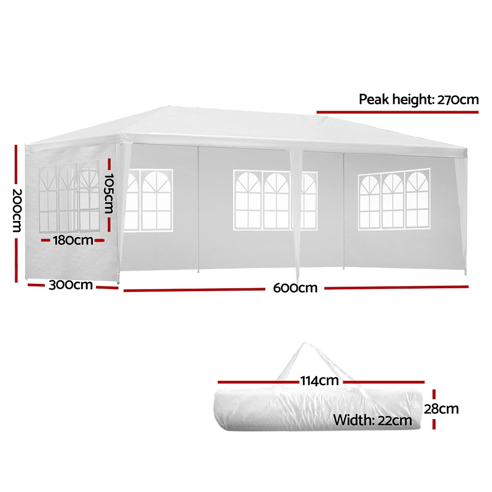 Instahut Gazebo 3x6 Outdoor Marquee Side Wall Party Wedding Tent Camping White-Home &amp; Garden &gt; Shading-PEROZ Accessories