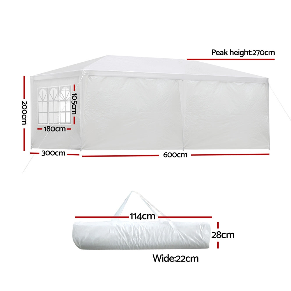 Instahut Gazebo Outdoor Marquee Wedding Gazebos Party Tent Camping White 3x6m-Home &amp; Garden &gt; Shading-PEROZ Accessories