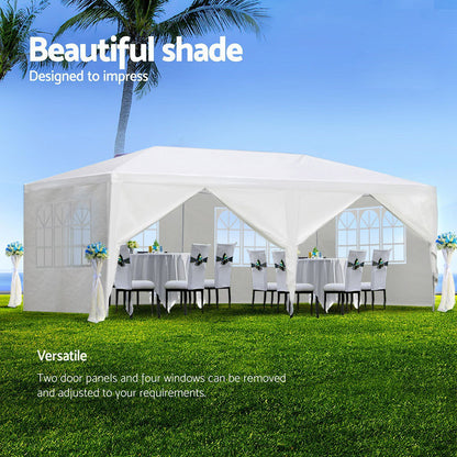 Instahut Gazebo Outdoor Marquee Wedding Gazebos Party Tent Camping White 3x6m-Home &amp; Garden &gt; Shading-PEROZ Accessories