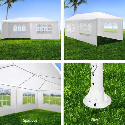 Instahut Gazebo Outdoor Marquee Wedding Gazebos Party Tent Camping White 3x6m-Home &amp; Garden &gt; Shading-PEROZ Accessories