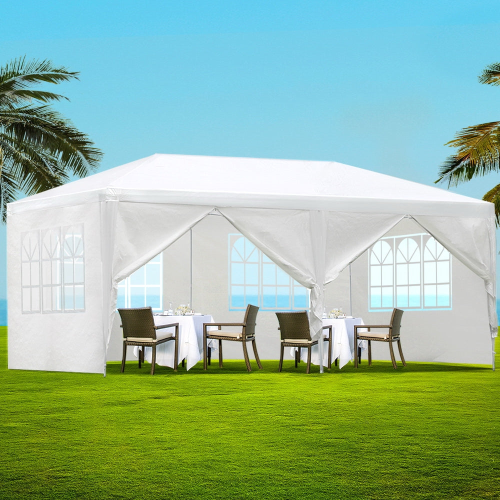 Instahut Gazebo Outdoor Marquee Wedding Gazebos Party Tent Camping White 3x6m-Home &amp; Garden &gt; Shading-PEROZ Accessories