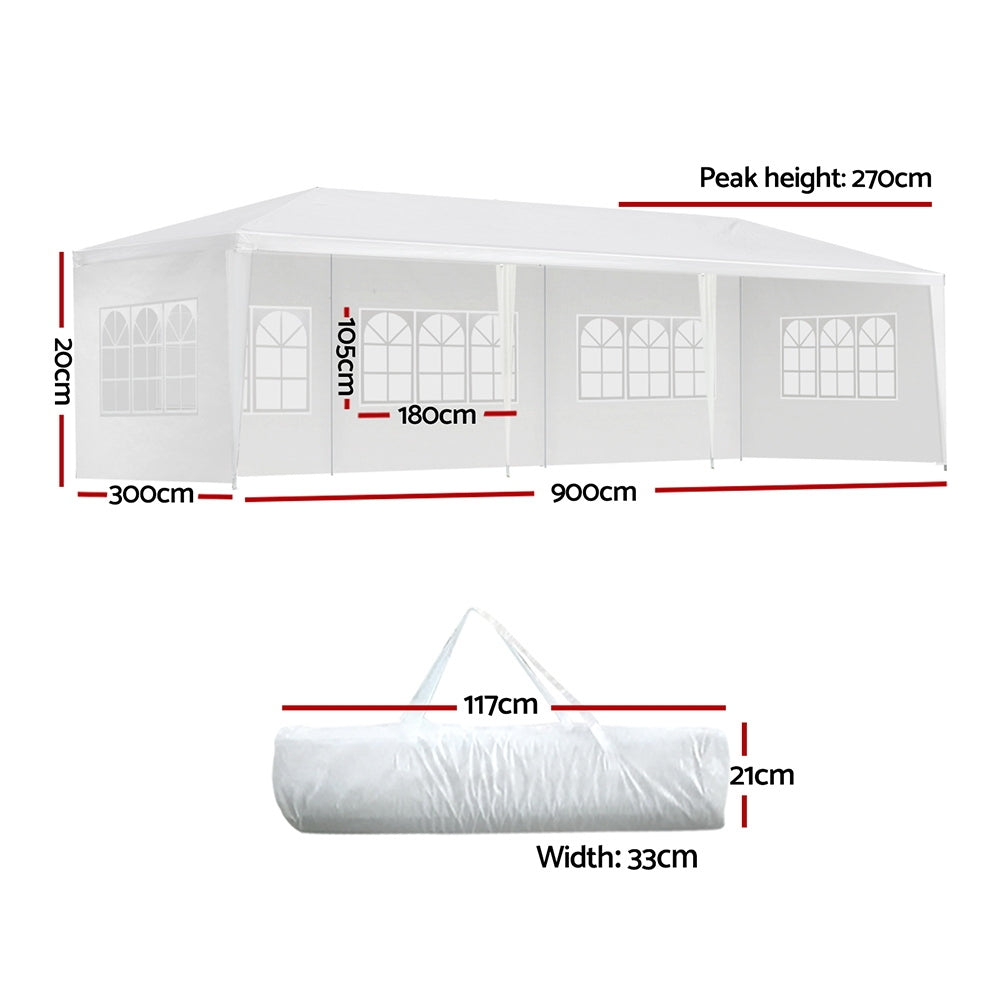 Instahut Gazebo 3x9 Outdoor Marquee Party Wedding Outdoor Tent Canopy Camping-Home &amp; Garden &gt; Shading-PEROZ Accessories