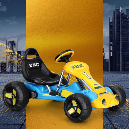 Rigo Kids Pedal Go Kart Ride On Toys Racing Car Plastic Tyre Blue-Baby &amp; Kids &gt; Ride on Cars, Go-karts &amp; Bikes-PEROZ Accessories