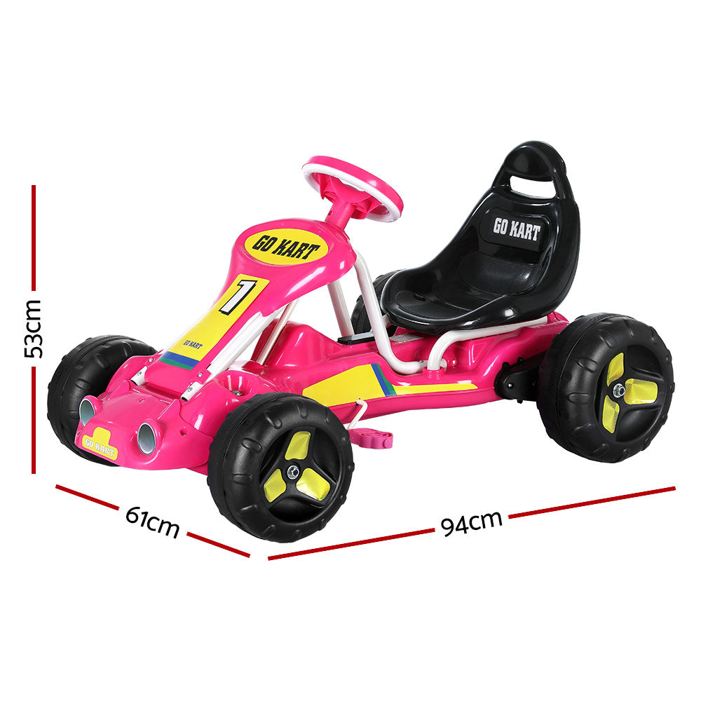 Rigo Kids Pedal Go Kart Ride On Toys Racing Car Plastic Tyre Pink-Baby &amp; Kids &gt; Ride on Cars, Go-karts &amp; Bikes-PEROZ Accessories