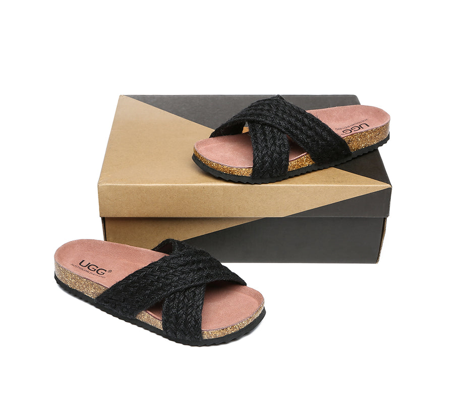 Australian Shepherd UGG Women Sandals Espadrilles Flat Slide Milo-Sandals-PEROZ Accessories