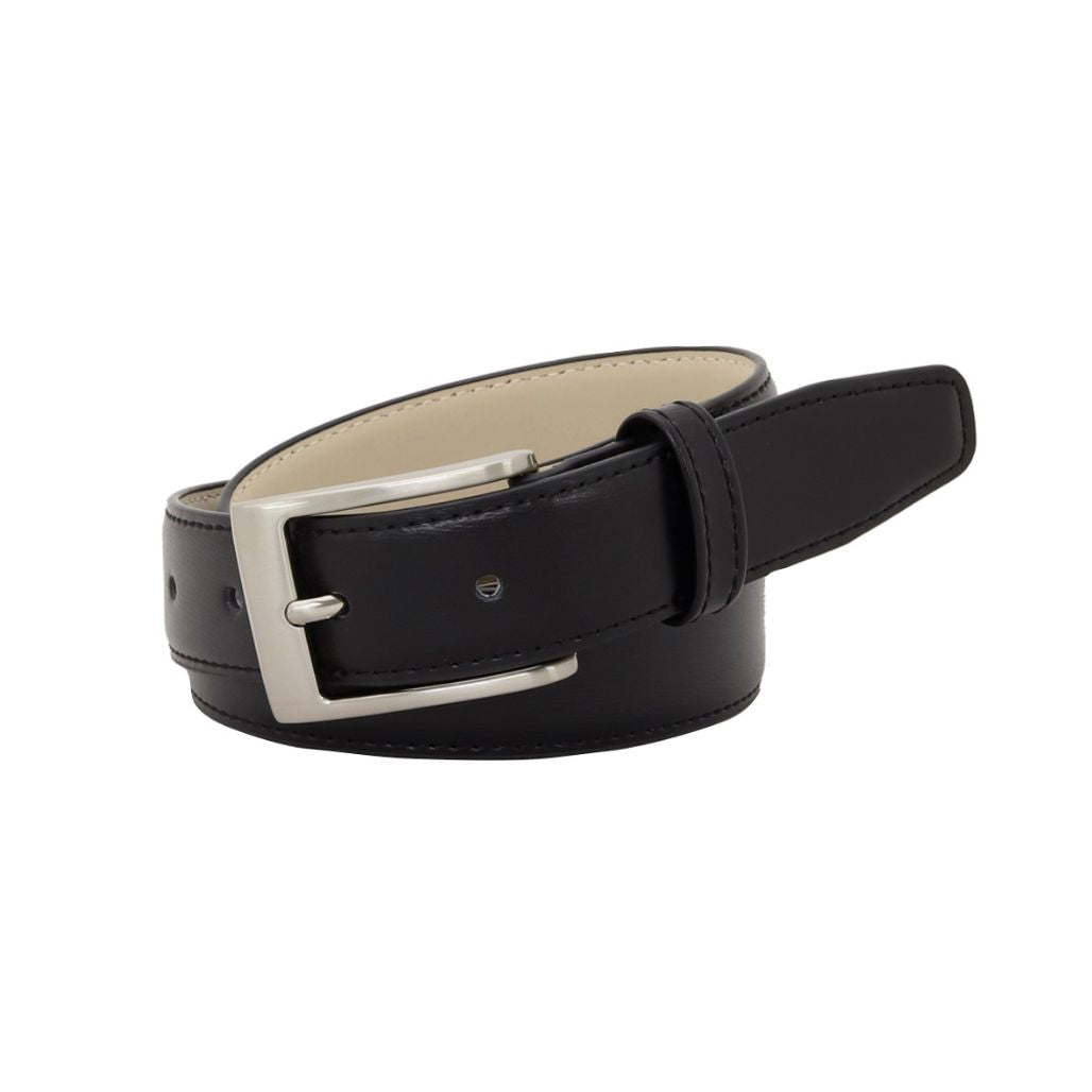 GLASGOW Black. Venetian Leather Belt. 30mm width. Larger sizes.-Classic Belts-PEROZ Accessories