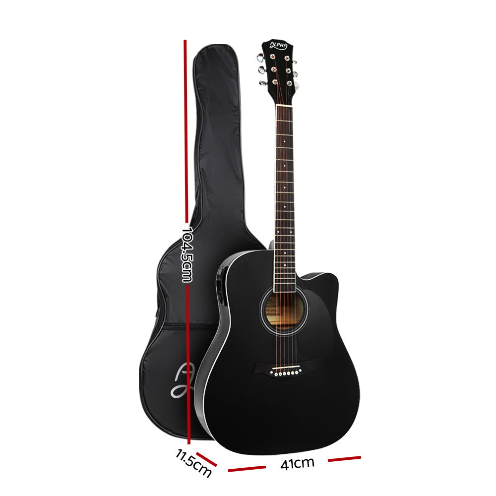 Alpha 41&quot; Inch Electric Acoustic Guitar Wooden Classical Full Size EQ Bass Black-Audio &amp; Video &gt; Musical Instrument &amp; Accessories-PEROZ Accessories